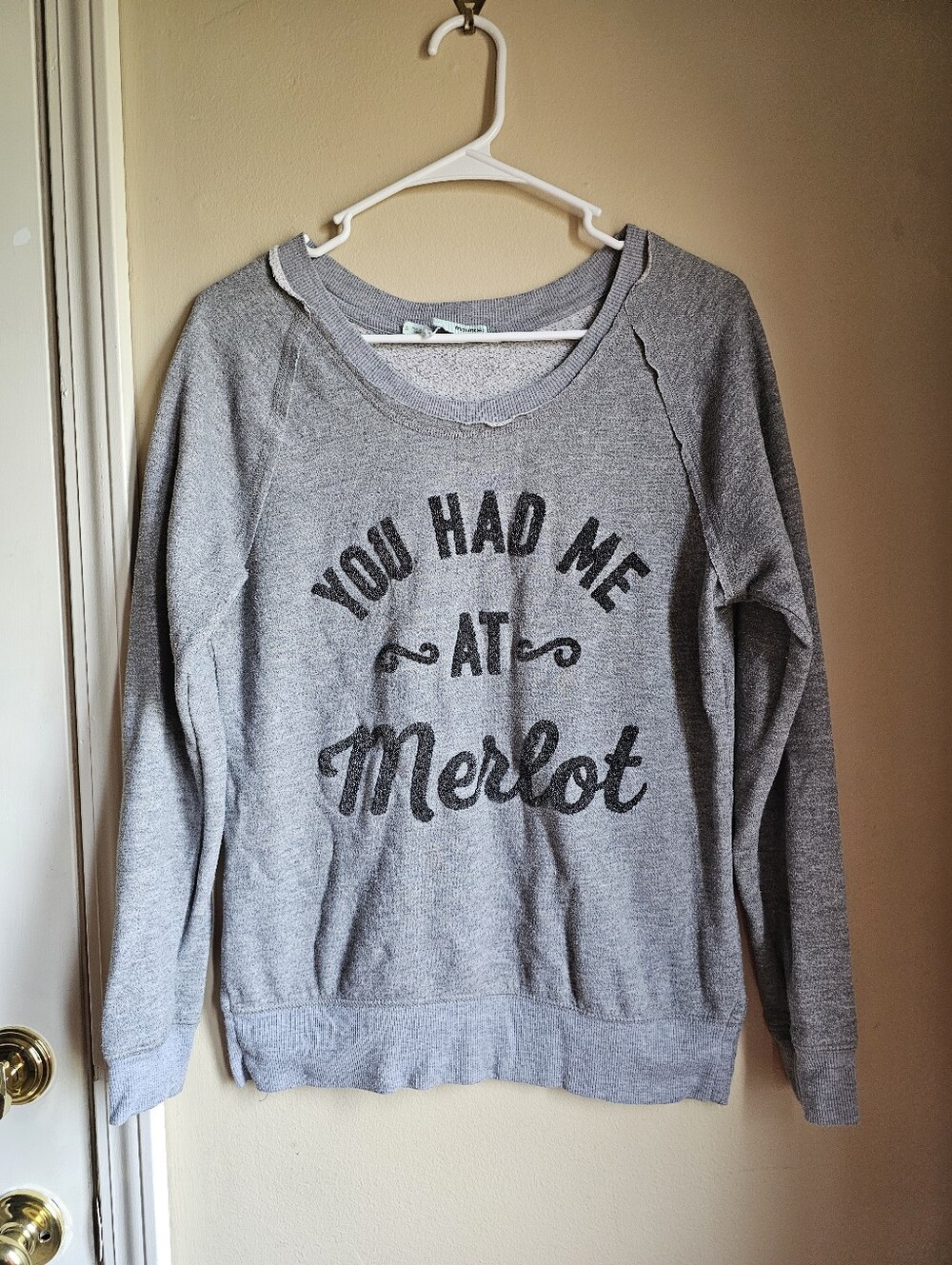 Maurices "You Had Me At Merlot" Gray Sweatshirt – Size S